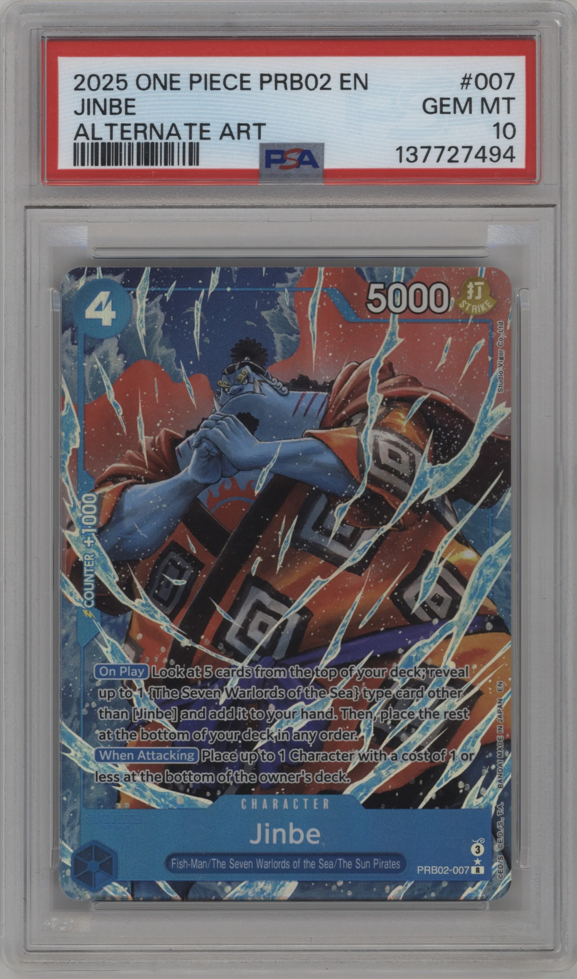2025 One Piece PB The Best Jinbe Alternate Art PSA 10