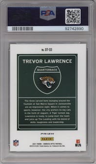 Trevor Lawrence from the 2021 Panini Donruss Optic set graded by PSA and given an overall grade of 10.
