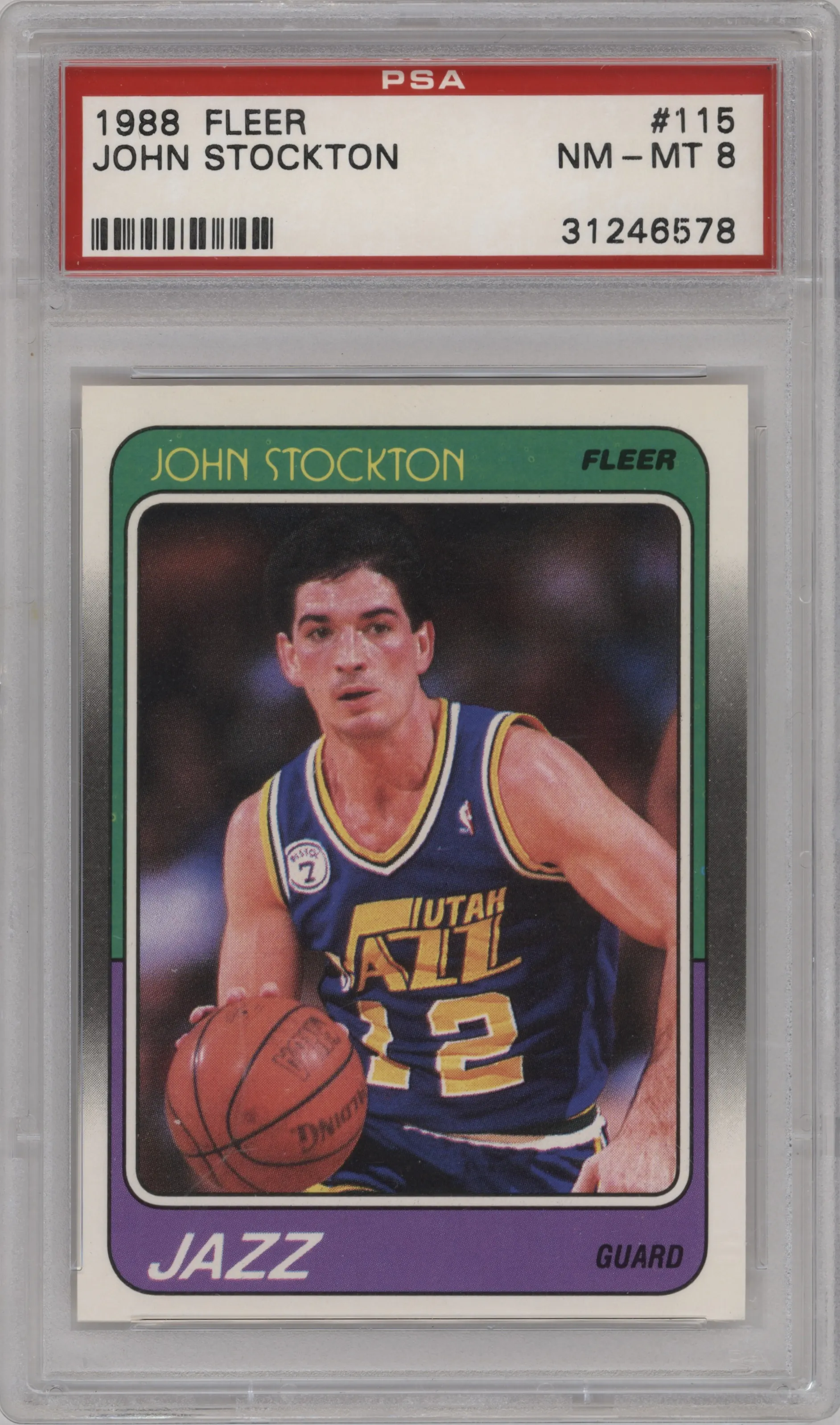 1988 Fleer John Stockton PSA 8