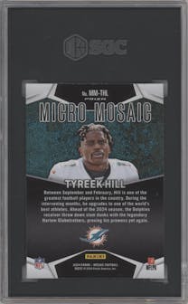 Tyreek Hill from the 2024 Panini Mosaic set graded by SGC and given an overall grade of 9.5.