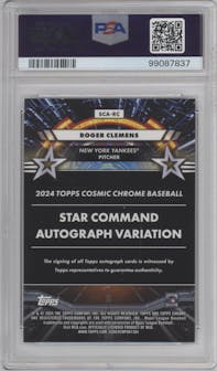 Roger Clemens from the 2024 Topps Cosmic Chrome set graded by PSA and given an overall grade of 10.