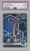 Tyrese Maxey from the 2020-21 Panini Mosaic set featuring a Genesis  parallel graded by PSA and given an overall grade of 9.