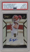 Baker Mayfield from the 2017 Panini Select set graded by PSA and given an overall grade of 9.