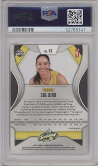Sue Bird from the 2020 Panini Prizm WNBA set featuring a Hyper parallel graded by PSA and given an overall grade of 9.