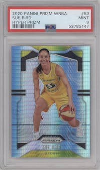 Sue Bird from the 2020 Panini Prizm WNBA set featuring a Hyper parallel graded by PSA and given an overall grade of 9.