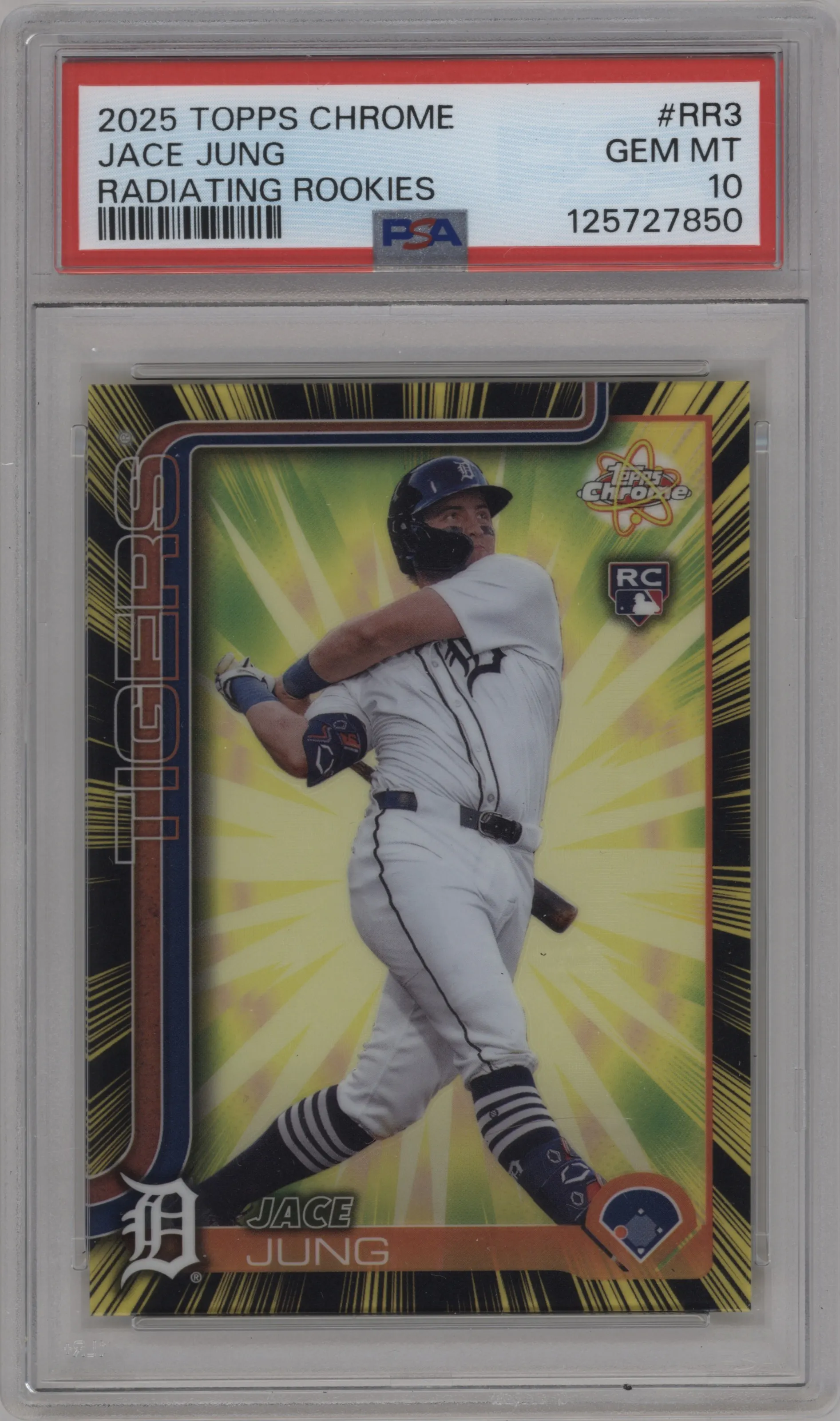 2025 Topps Chrome Radiating Rke. Jace Jung PSA 10