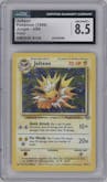Jolteon from the 1999 Pokemon set graded by CSG and given an overall grade of 8.5.