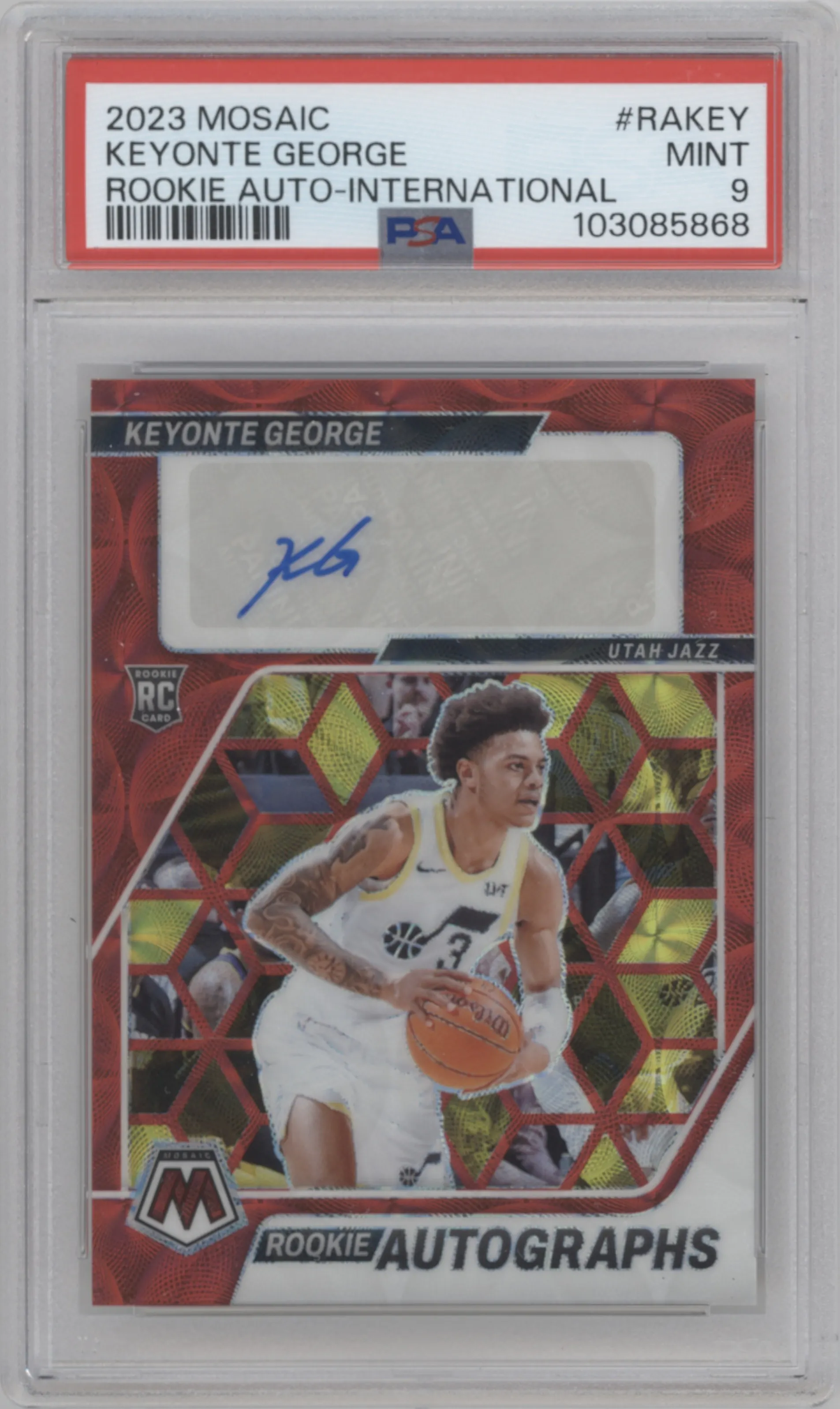 2023 Panini Mosaic Rke.Auto Keyonte George International PSA 9