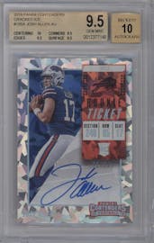 Josh Allen from the 2018 Panini Contenders set featuring a Cracked Ice parallel graded by Beckett and given an overall grade of 9.5.