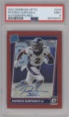 Patrick Surtain II  from the 2021 Panini Donruss Optic set featuring a Red parallel graded by PSA and given an overall grade of 9.