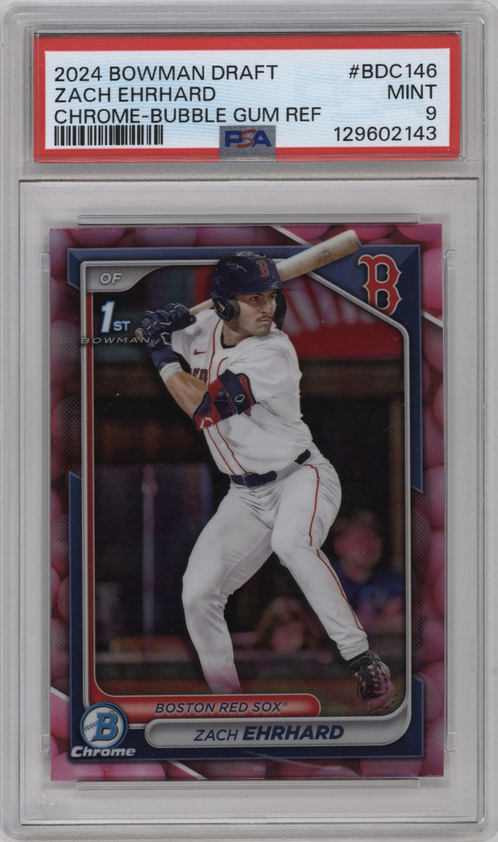 2024 Bowman Draft Chrome Zach Ehrhard Bubble Gum Refractor PSA 9