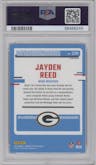 Jayden Reed from the 2023 Donruss Optic set featuring a Freedom parallel graded by PSA and given an overall grade of 9.