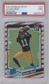 Jayden Reed from the 2023 Donruss Optic set featuring a Freedom parallel graded by PSA and given an overall grade of 9.