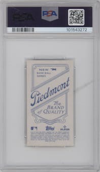 Jackson Merrill from the 2024 Topps 206 set featuring a Piedmont parallel graded by PSA and given an overall grade of 10.