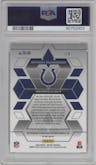 Anthony Richardson from the 2023 Panini Mosaic set featuring a Choice Fusion Black Gold parallel graded by PSA and given an overall grade of 10.