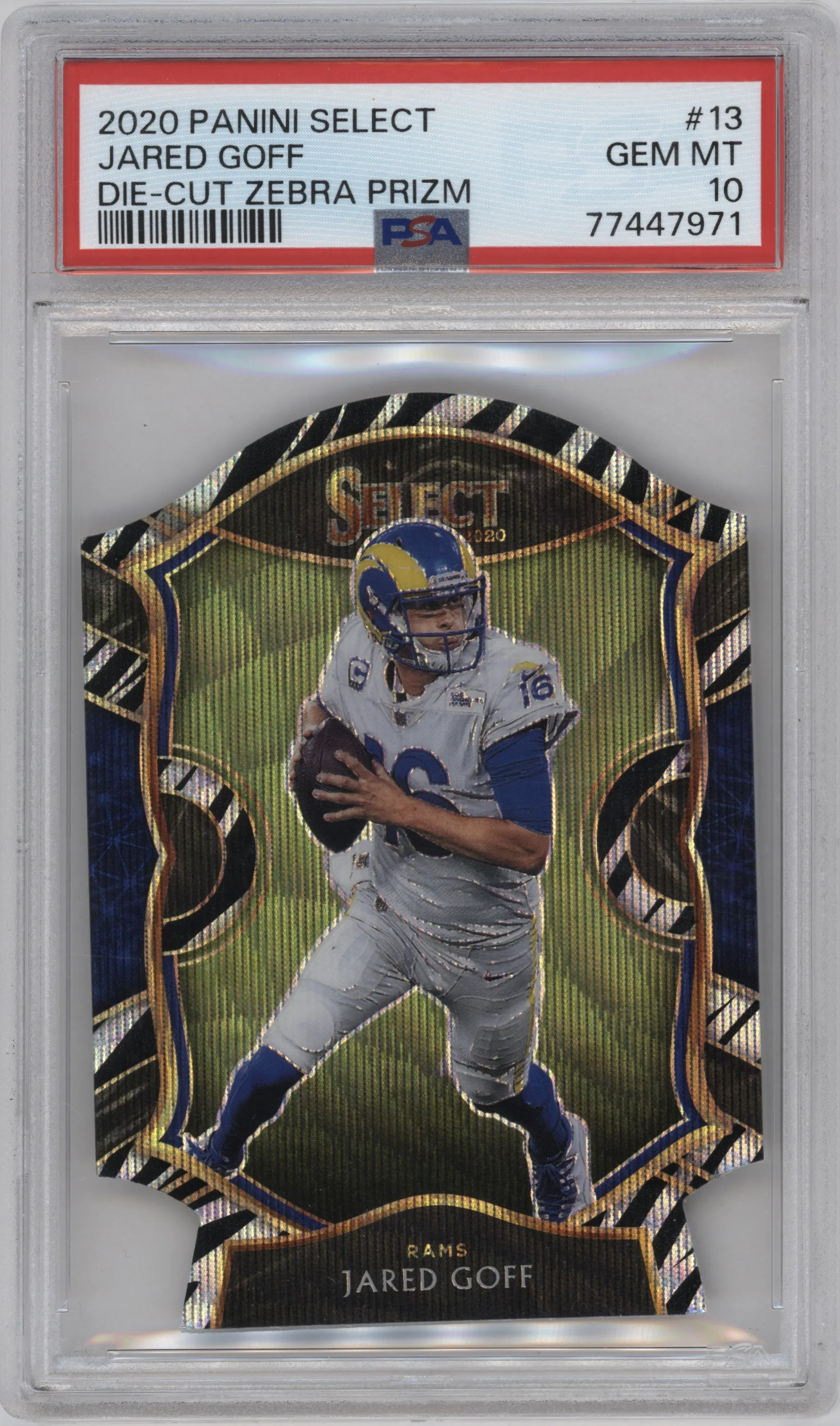 2020 Panini Select Jared Goff Die-Cut Zebra PSA 10