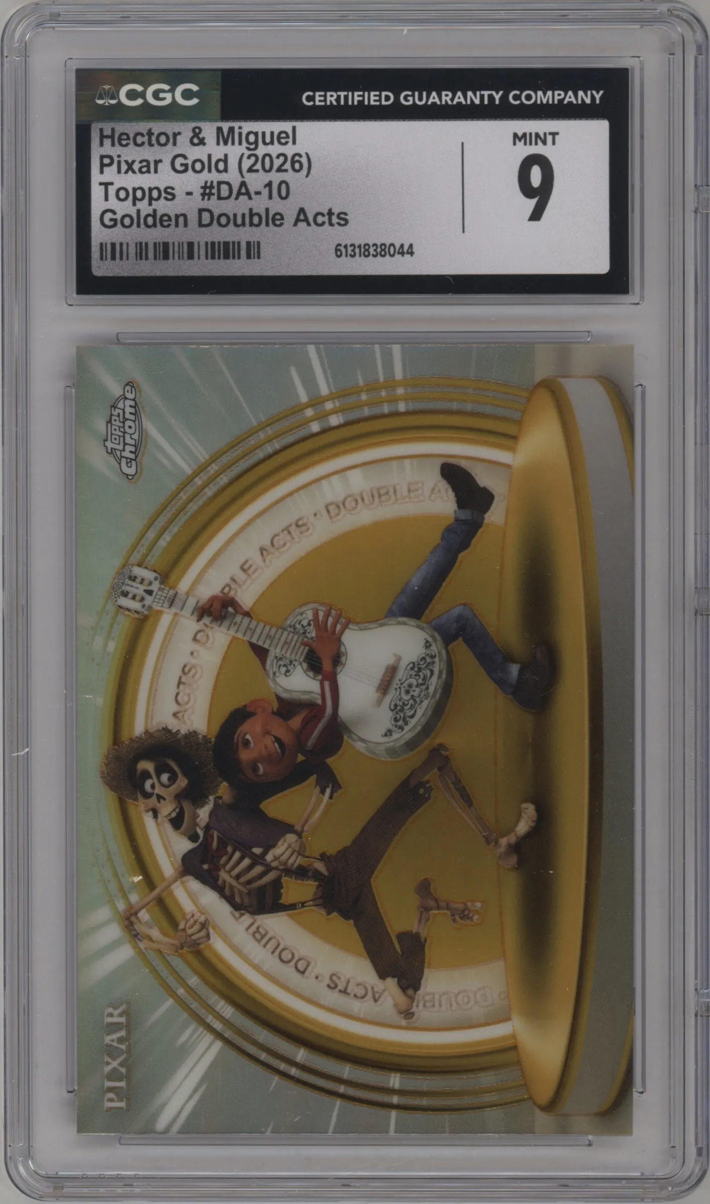 2025 Topps Pixar Gold Golden Double Act Hector/Miguel #DA-10 CGC 9