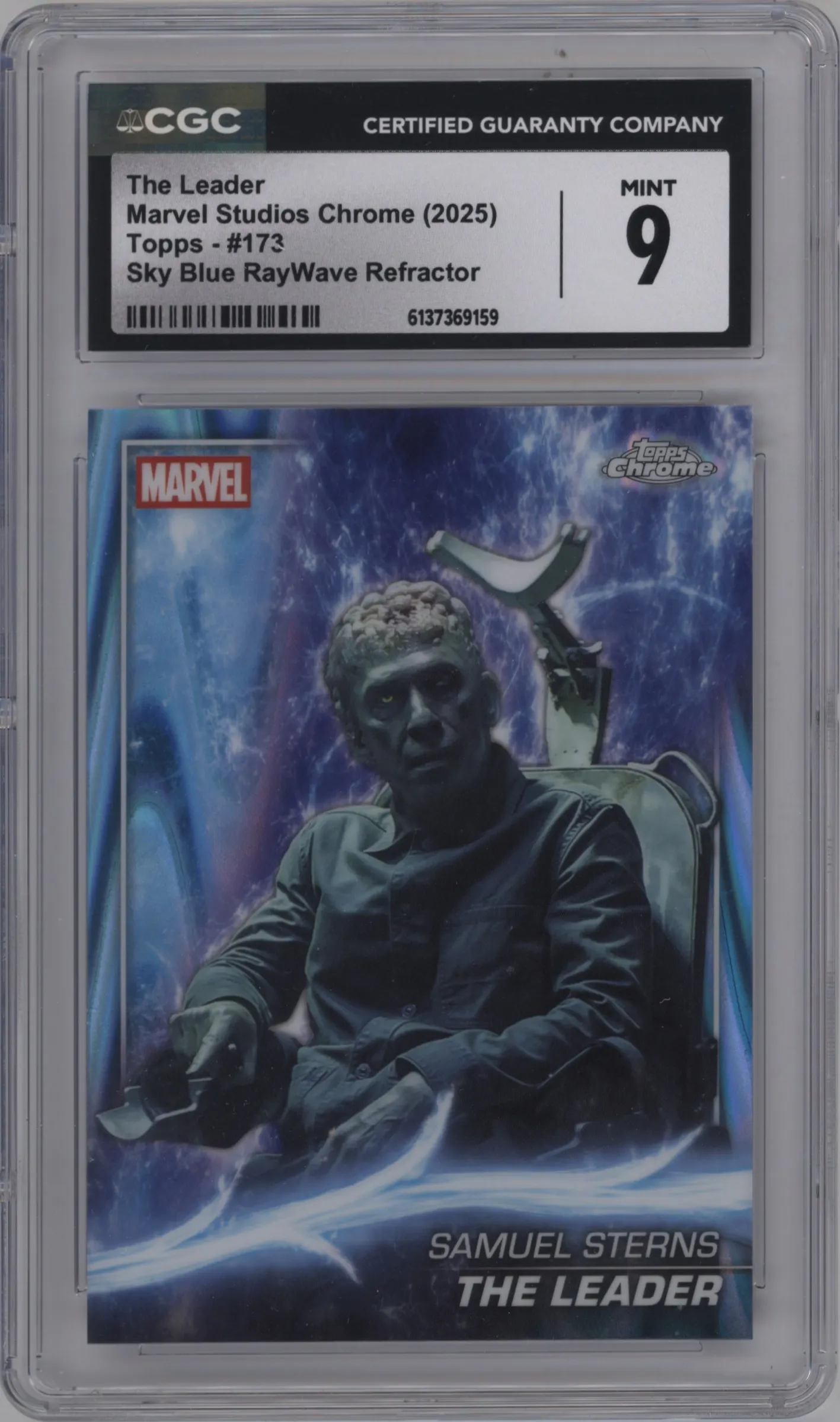 2025 Topps Chrome Marvel Studios The Leader Sky Blue RayWave Refractor CGC 9