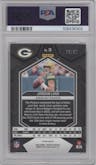 Jordan Love from the 2024 Panini Mosaic set featuring a Choice Red/Yellow Fusion parallel graded by PSA and given an overall grade of 10.