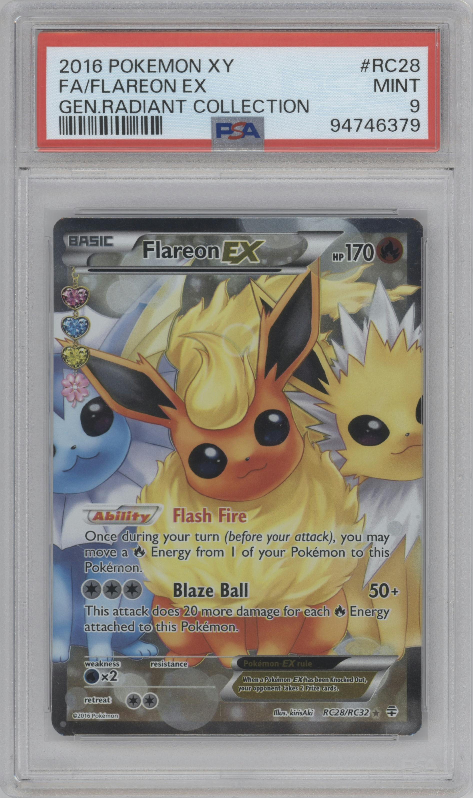 Flareon EX from the 2016 Pokemon XY set graded by PSA and given an overall grade of 9.