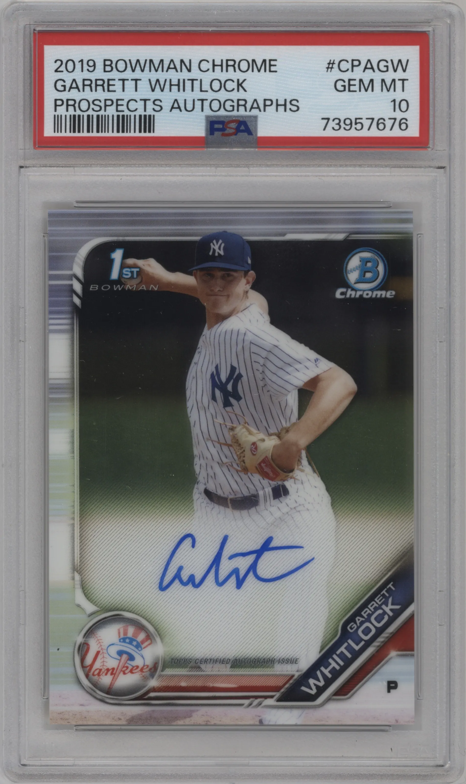 2019 Bowman Chrome Pros.Auto Garrett Whitlock #CPA-GW PSA 10