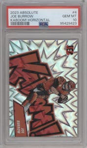 Joe Burrow from the 2023 Panini Absolute set graded by PSA and given an overall grade of 10.