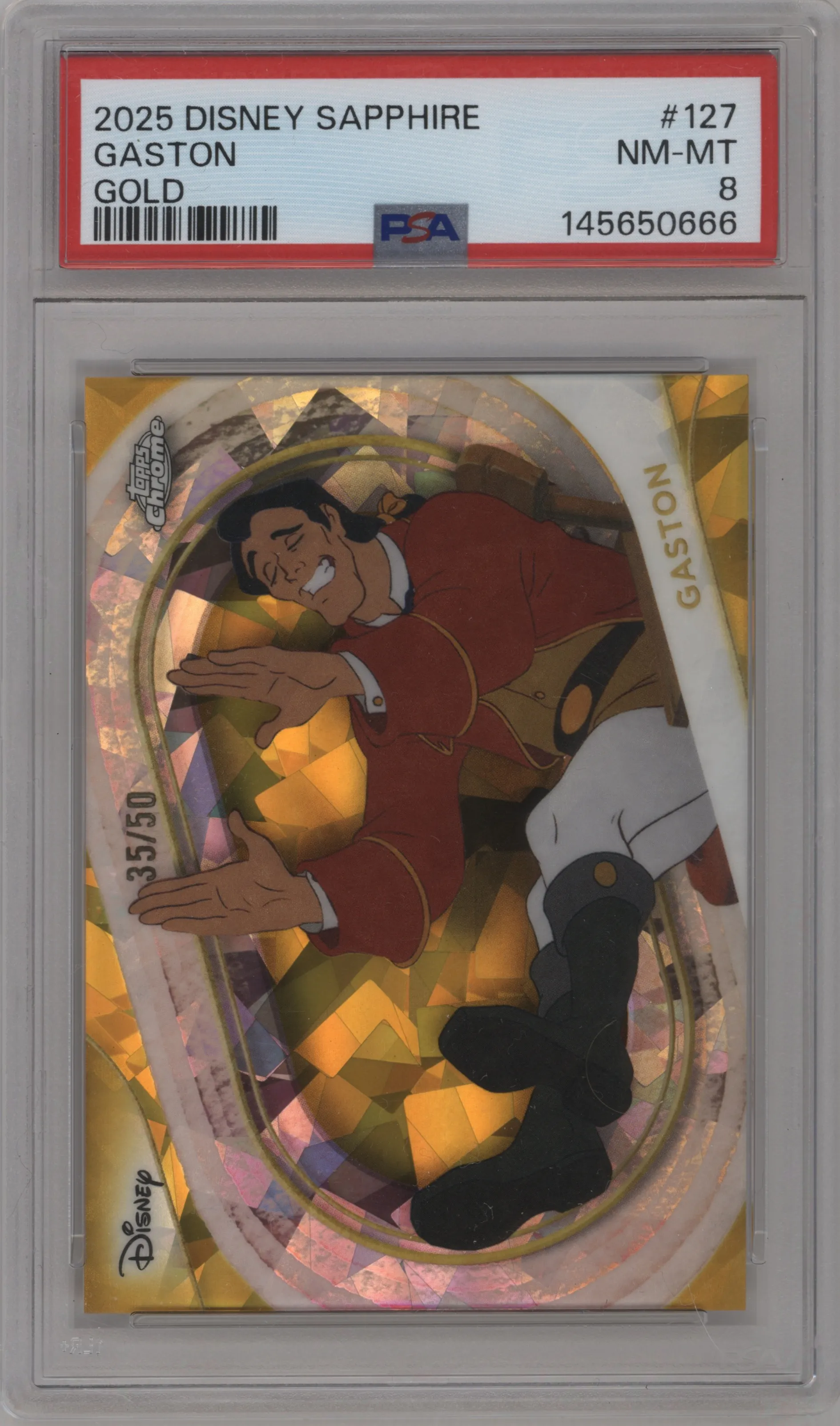 2025 Topps Chrome Sapphire Edition Disney Gaston Gold PSA 8