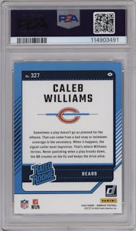 Caleb Williams from the 2024 Donruss set graded by PSA and given an overall grade of 9.