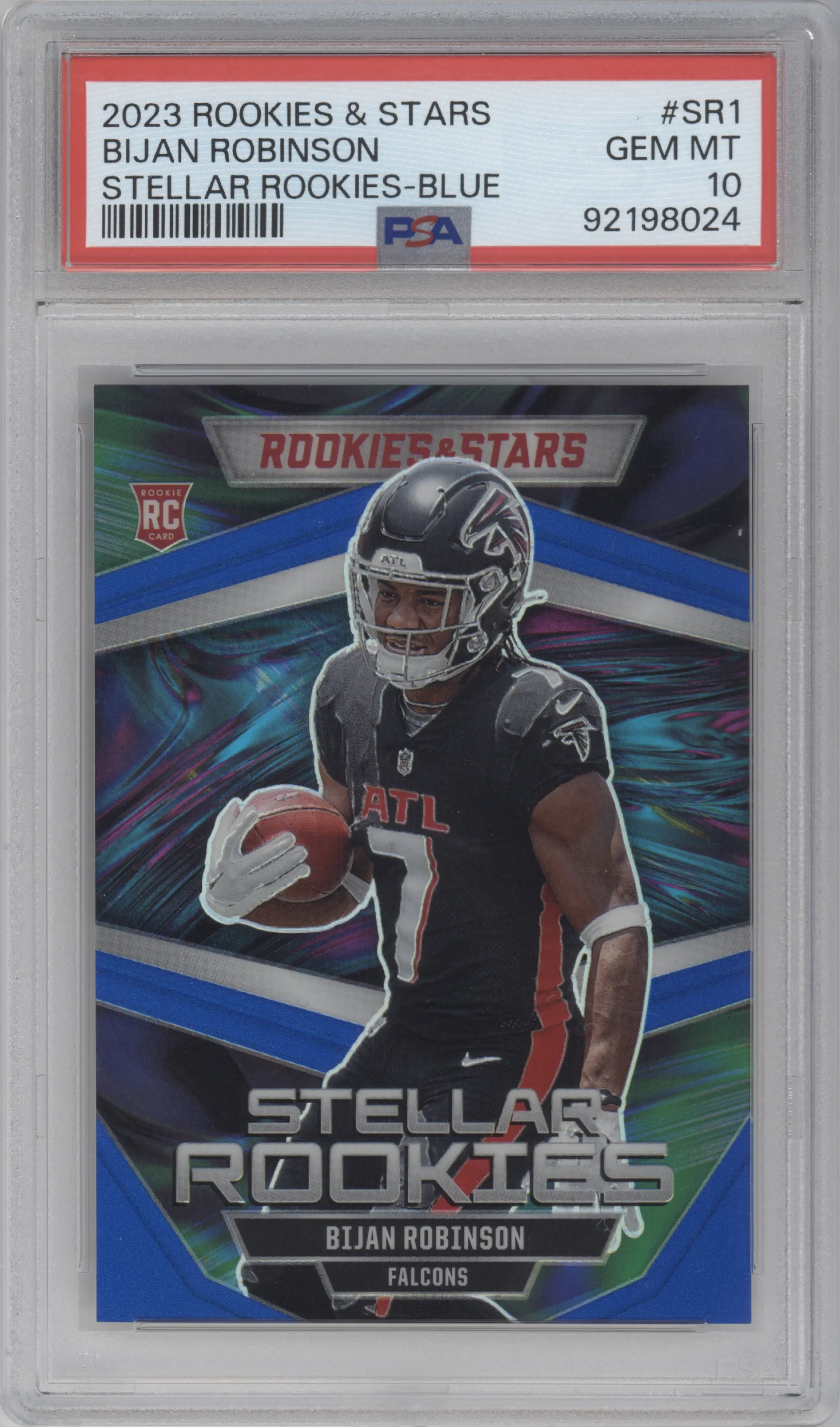 2023 Panini Rookies & Stars Stellar Rookies Bijan Robinson Blue #SR-1 PSA 10