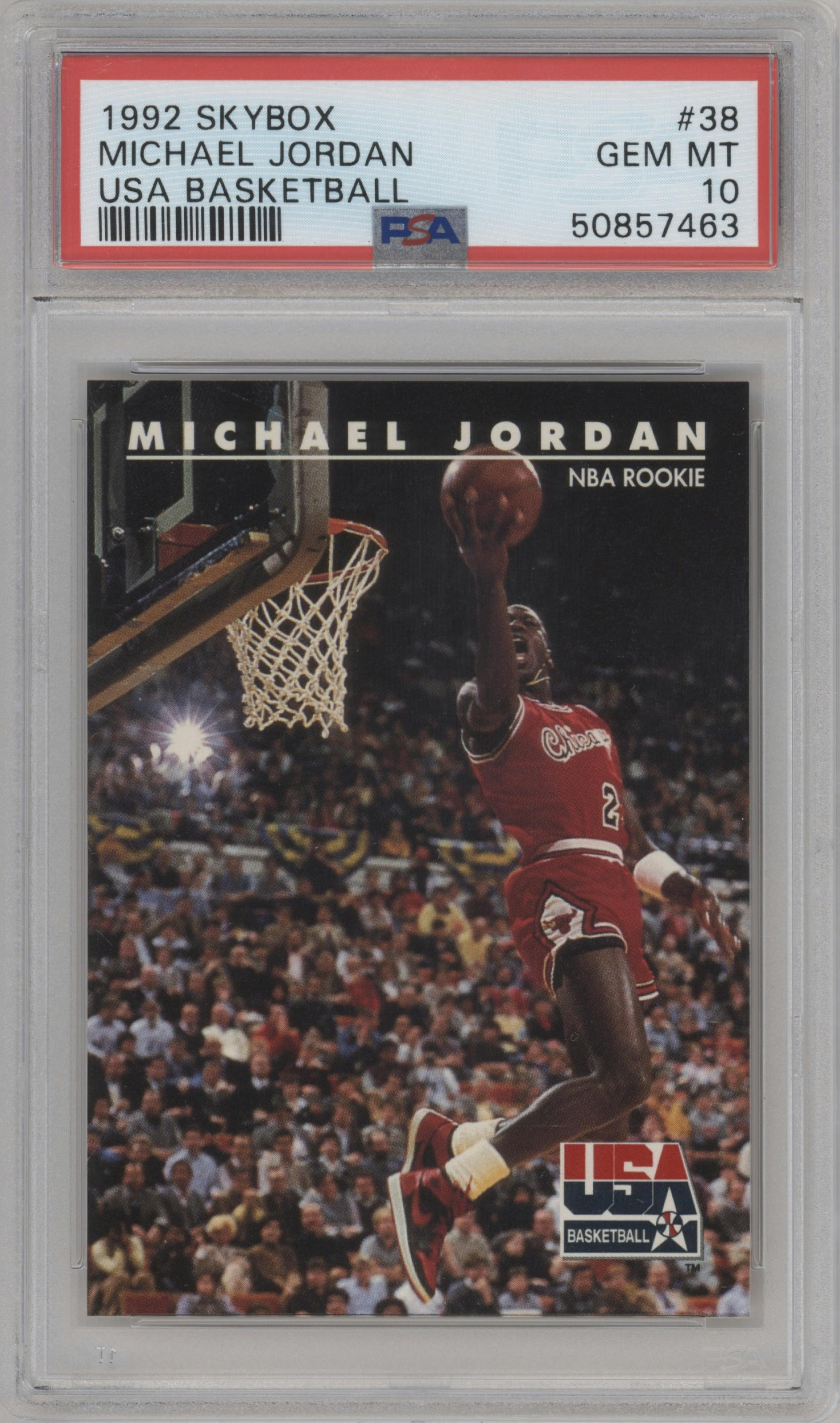 Michael Jordan from the 1992-93 Skybox set graded by PSA and given an overall grade of 10.