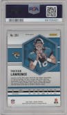 Trevor Lawrence from the 2021 Panini Mosaic set featuring a Reactive Yellow parallel graded by PSA and given an overall grade of 9.