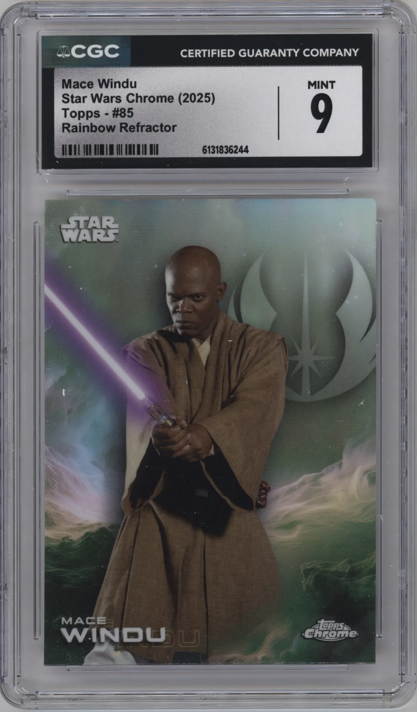 2025 Topps Chrome Star Wars Mace Windu Rainbow Refractor CGC 9