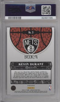 Kevin Durant from the 2020-21 Panini Mosaic set graded by PSA and given an overall grade of 10.
