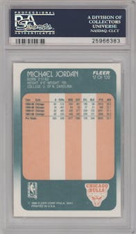 Michael Jordan from the 1988-89 Fleer set graded by PSA and given an overall grade of 9.