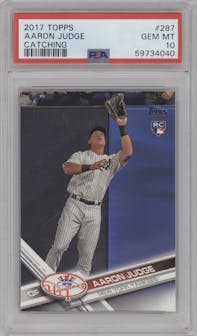 Aaron Judge from the 2017 Topps Series 1 set graded by PSA and given an overall grade of 10.