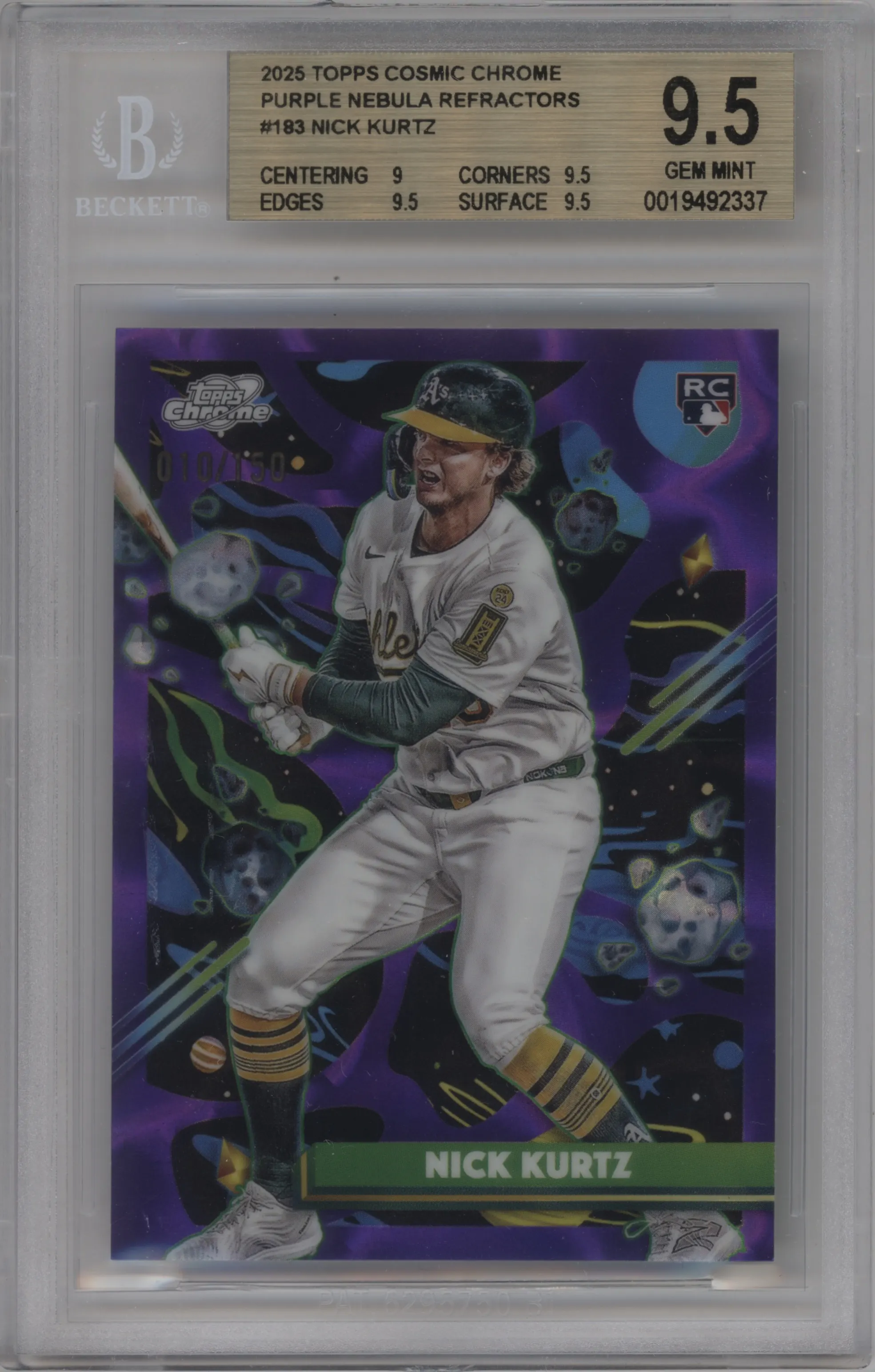 2025 Topps Chrome Cosmic Nick Kurtz Purple Nebula Refractor #183 BGS 9.5