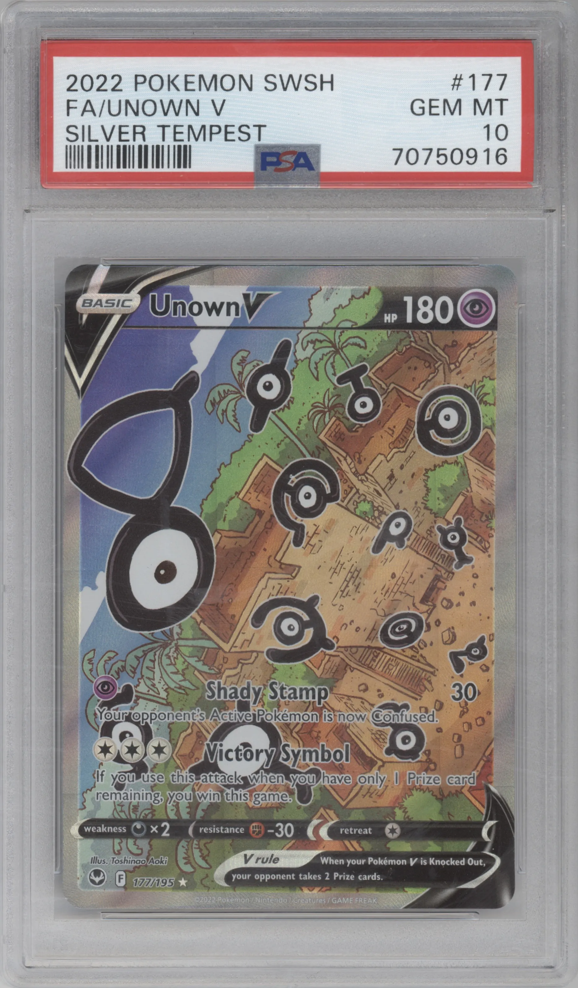 2022 Pokemon SWSH Silver Tempest Unown V #177 PSA 10