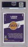 LeBron James from the 2019-20 Panini Donruss Optic set featuring a Lime Green parallel graded by PSA and given an overall grade of 10.