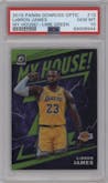 LeBron James from the 2019-20 Panini Donruss Optic set featuring a Lime Green parallel graded by PSA and given an overall grade of 10.