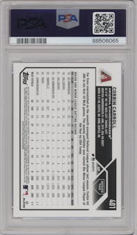 Corbin Carroll from the 2023 Topps Series 2 set graded by PSA and given an overall grade of 10.