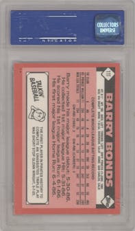 Barry Bonds from the 1986 Topps Traded set graded by PSA and given an overall grade of 9.