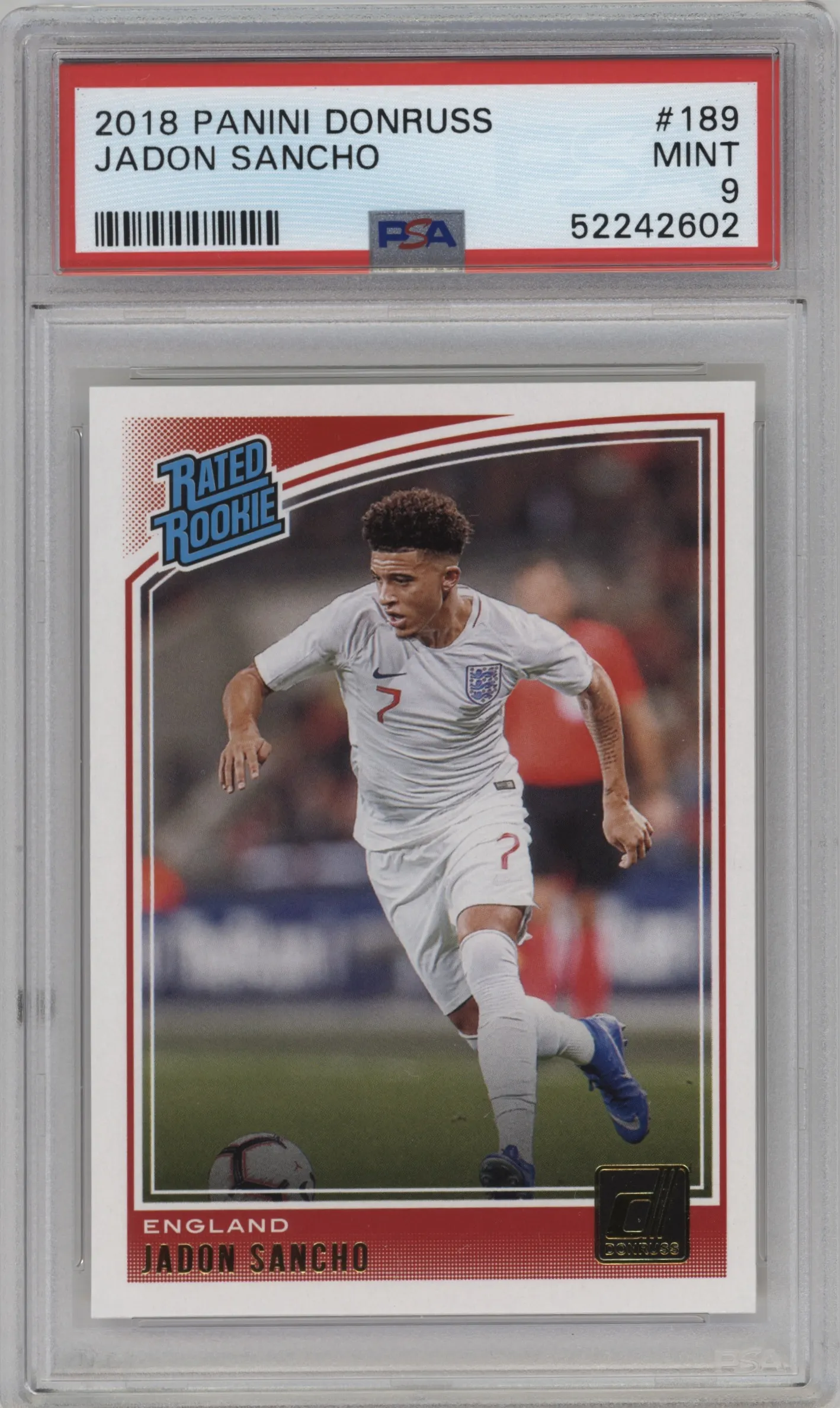2018 Panini Donruss Rated Rookie Jadon Sancho #189 PSA 9