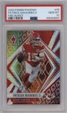 Patrick Mahomes II from the 2020 Panini Phoenix set featuring a Fire Burst parallel graded by PSA and given an overall grade of 10.