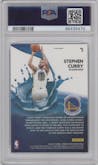 Stephen Curry from the 2020-21 Panini Donruss Optic set featuring a Purple parallel graded by PSA and given an overall grade of 10.