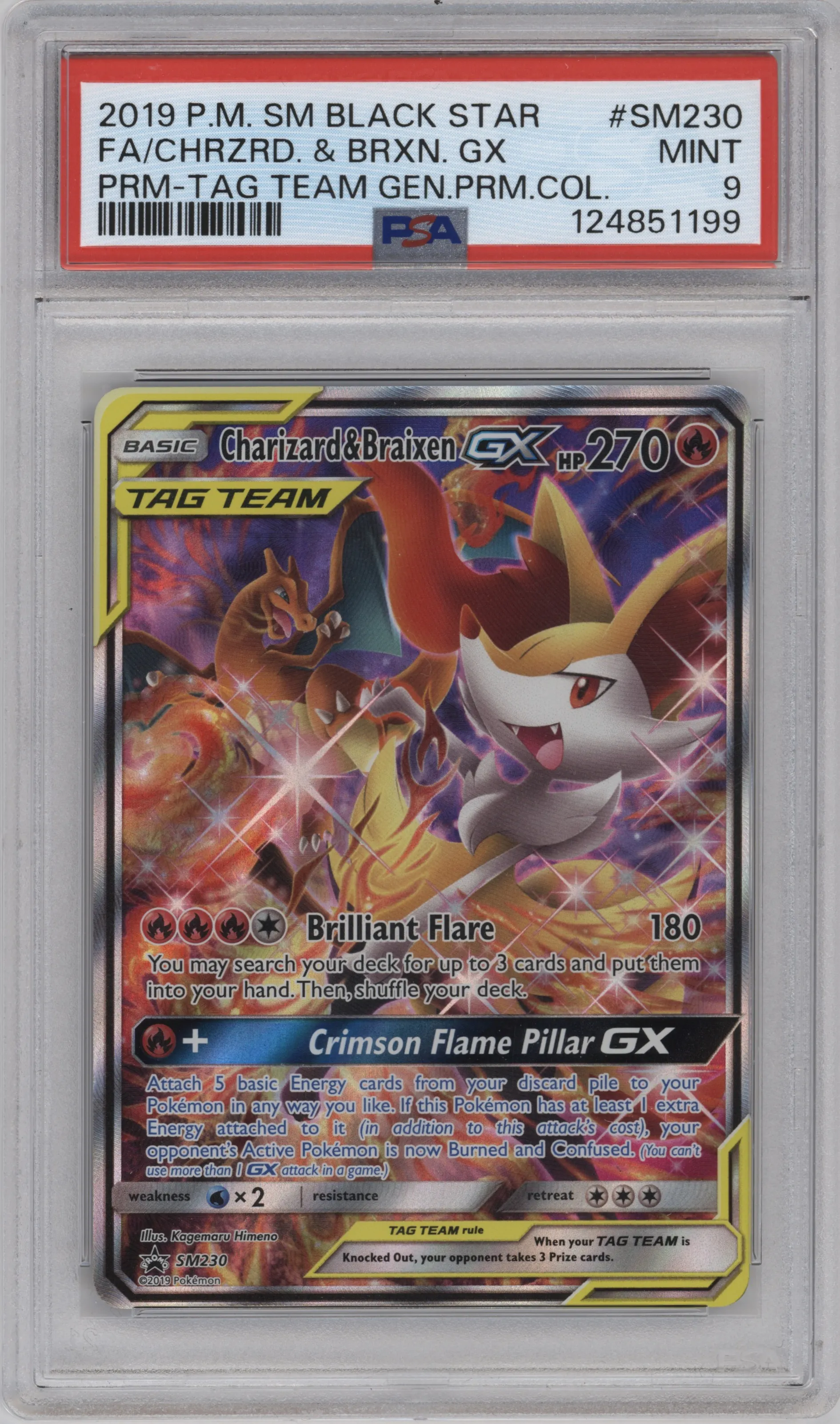 2019 Pokemon S&M Charizard/Braixen GX Tag Team Generations Premium Collection #SM230 PSA 9