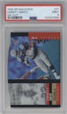 Emmitt Smith from the 1995 Upper Deck SP set featuring a Die Cut parallel graded by PSA and given an overall grade of 9.