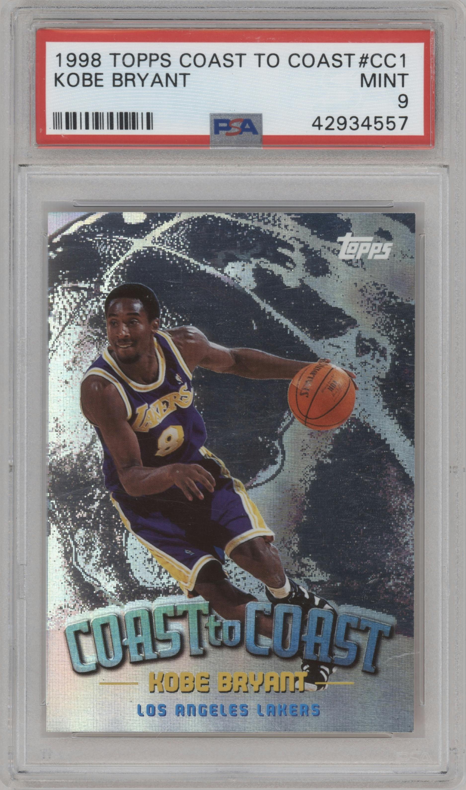 Kobe Bryant from the 1998-99 Topps set graded by PSA and given an overall grade of 9.