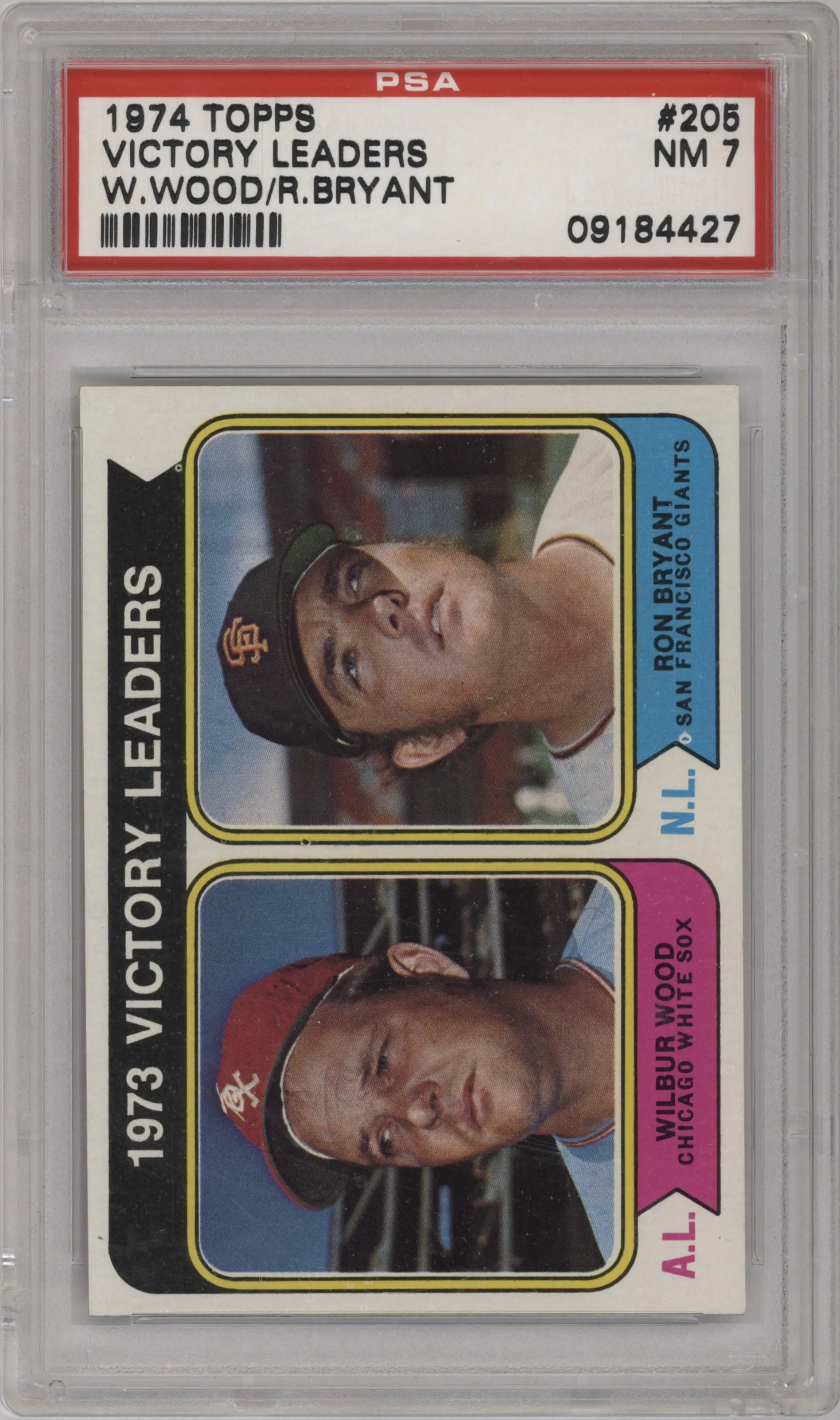 1974 Topps Wilbur Wood/Ron Bryant PSA 7