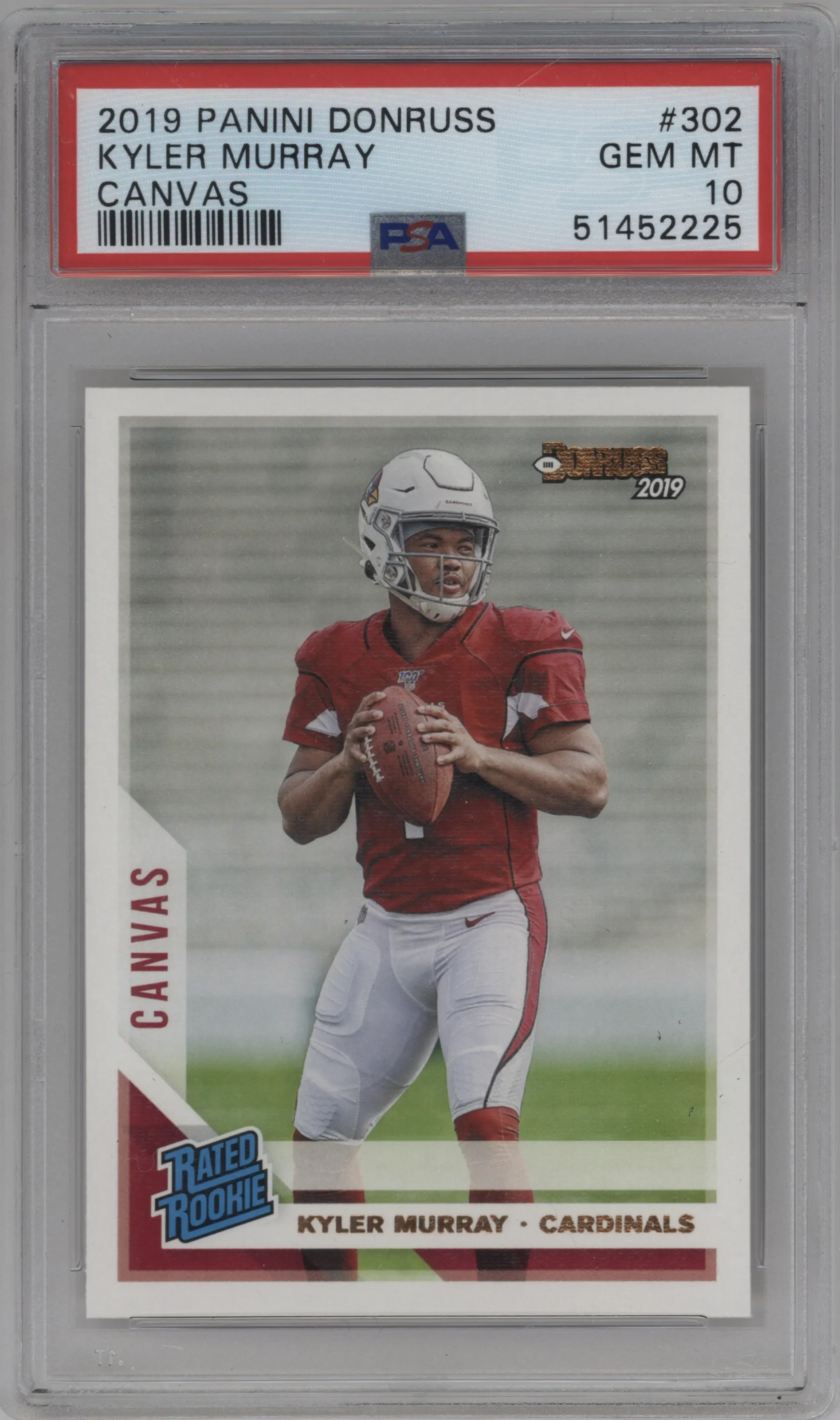 2019 Panini Donruss Rated Rookie Kyler Murray Canvas #302 PSA 10