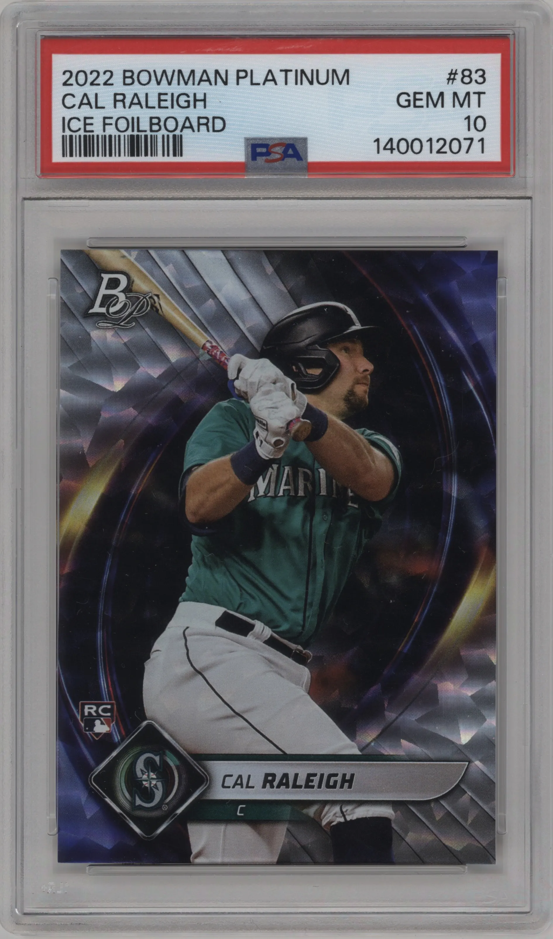 2022 Bowman Platinum Cal Raleigh Ice Foilboard PSA 10